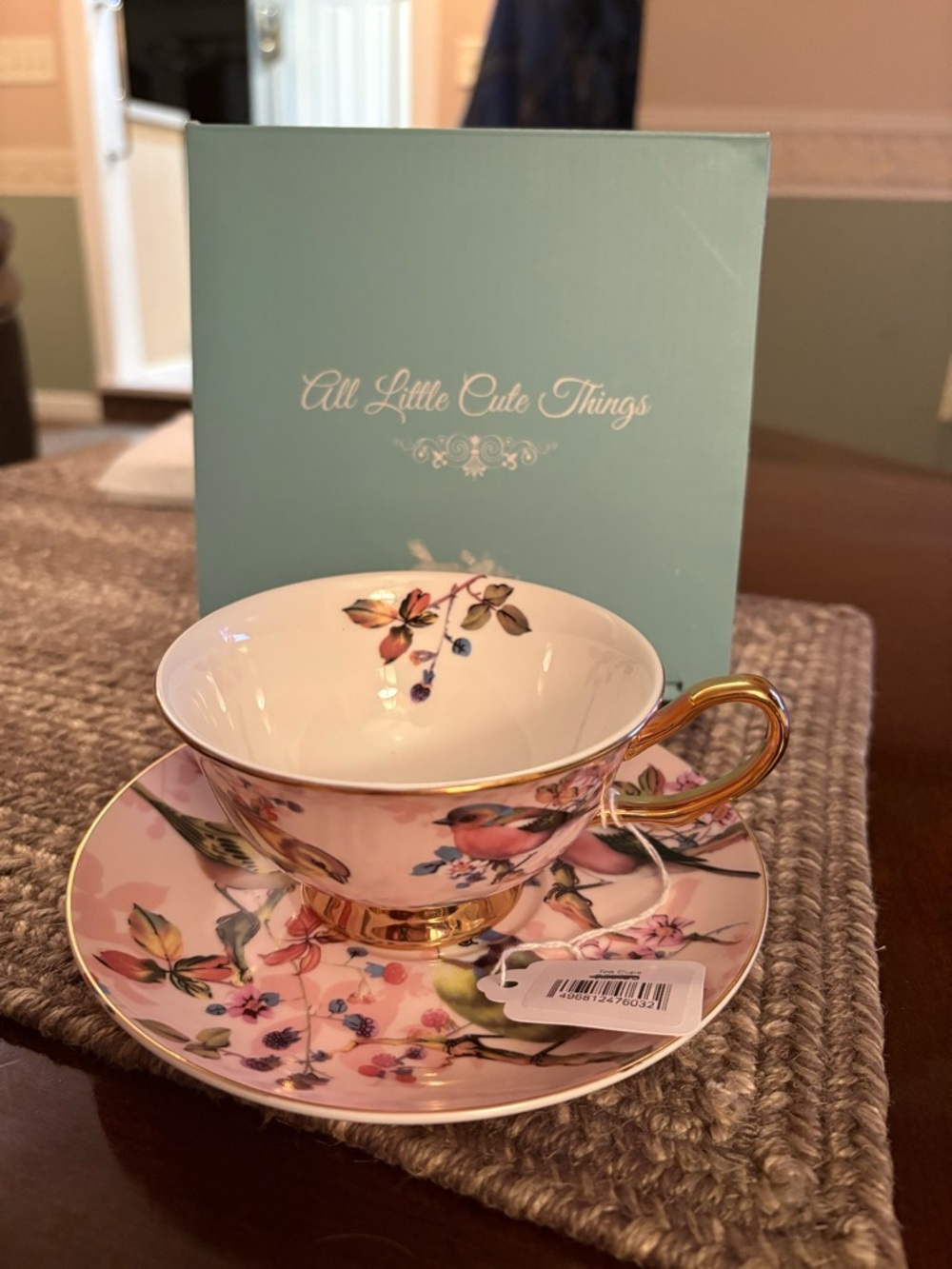 Gold Trim Teacup & Saucer Set